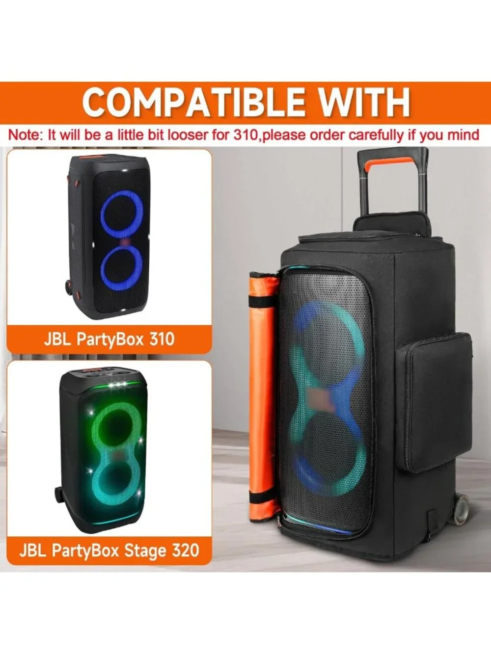 Speaker Case for JBL PartyBox 320/310 - Durable, Stylish Protection & Bottomless